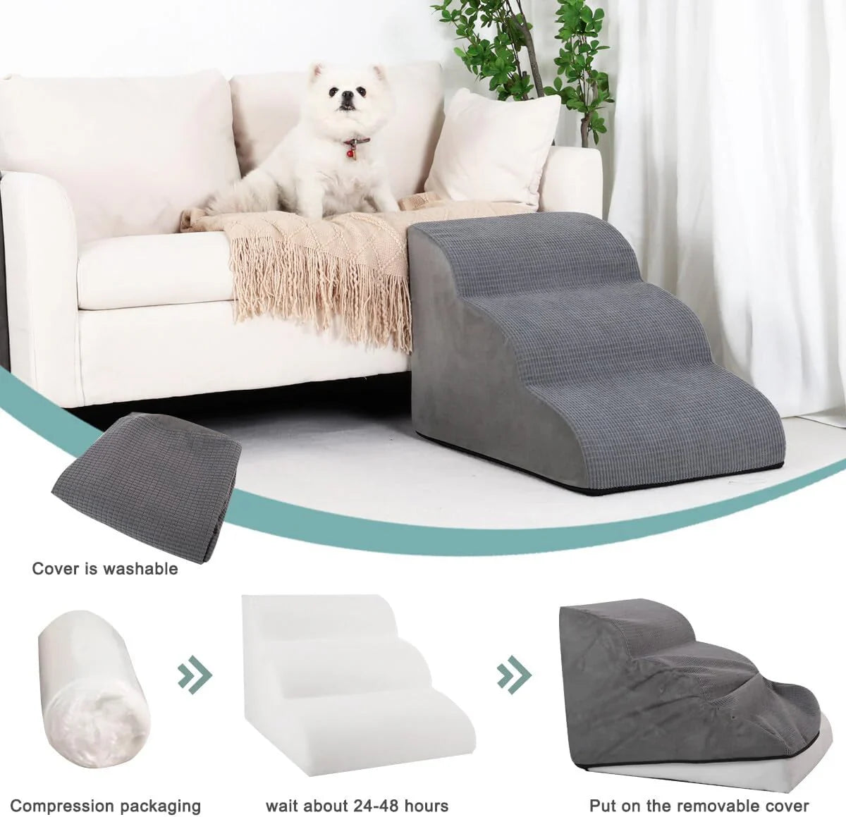 Memory Foam Pet Steps