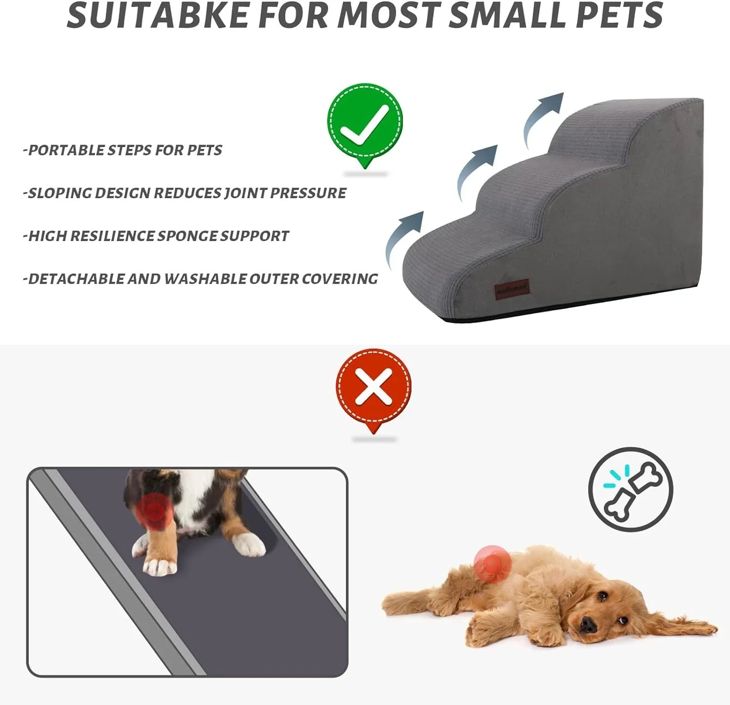 Memory Foam Pet Steps